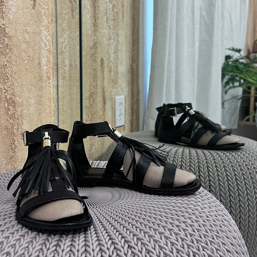 Black open toed sandals